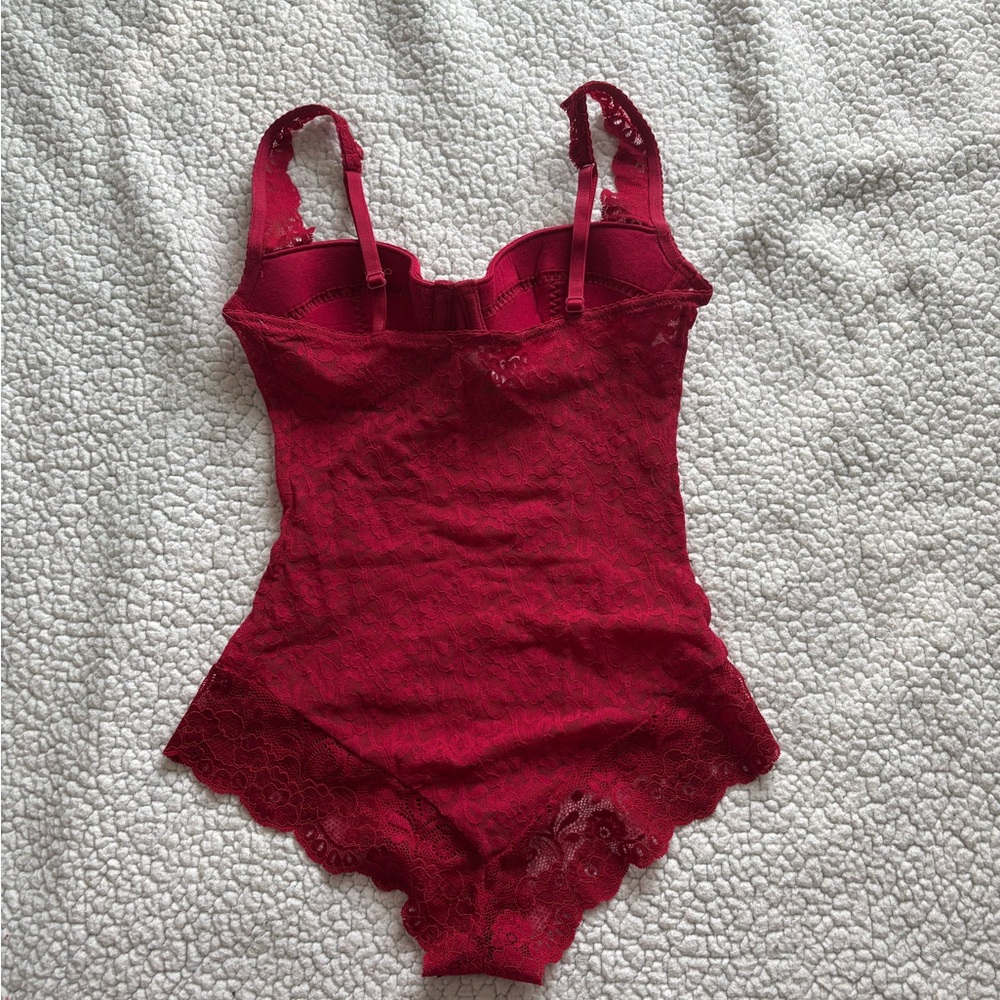 Ariane Deep Red Lace Bustier Bodysuit ❤️ - Picture 8 of 8